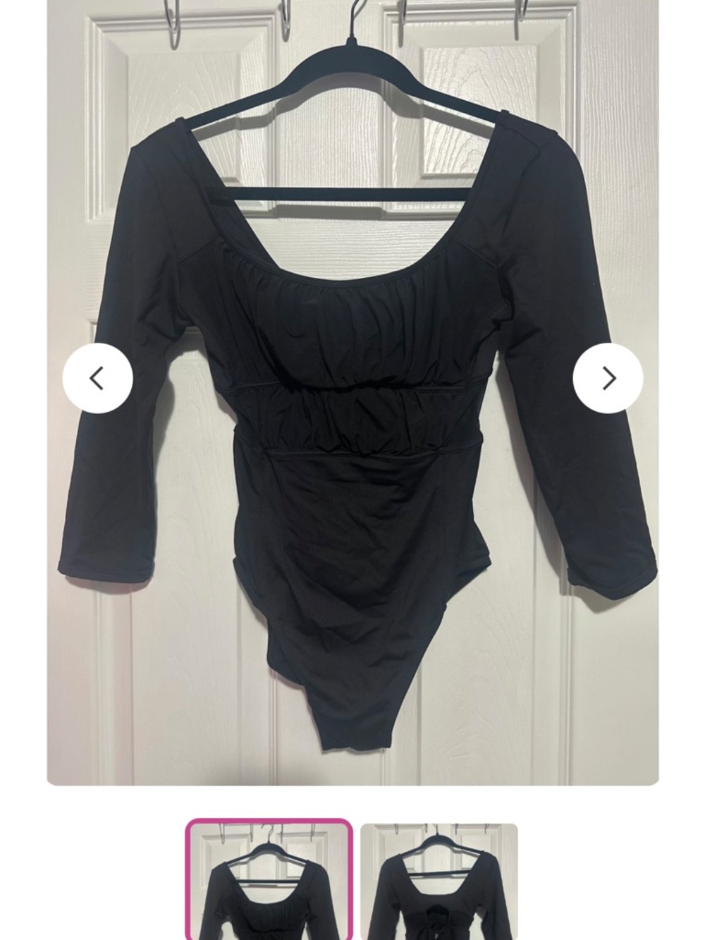 Bloch Black Long-Sleeve Scoop Neck Leotard 3/4 Sleeves